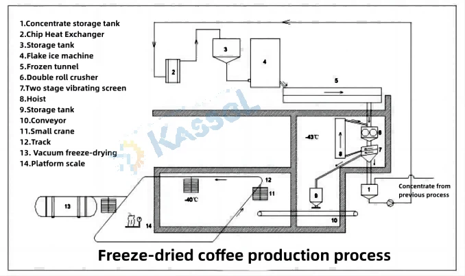 the production process of freeze dried coffee